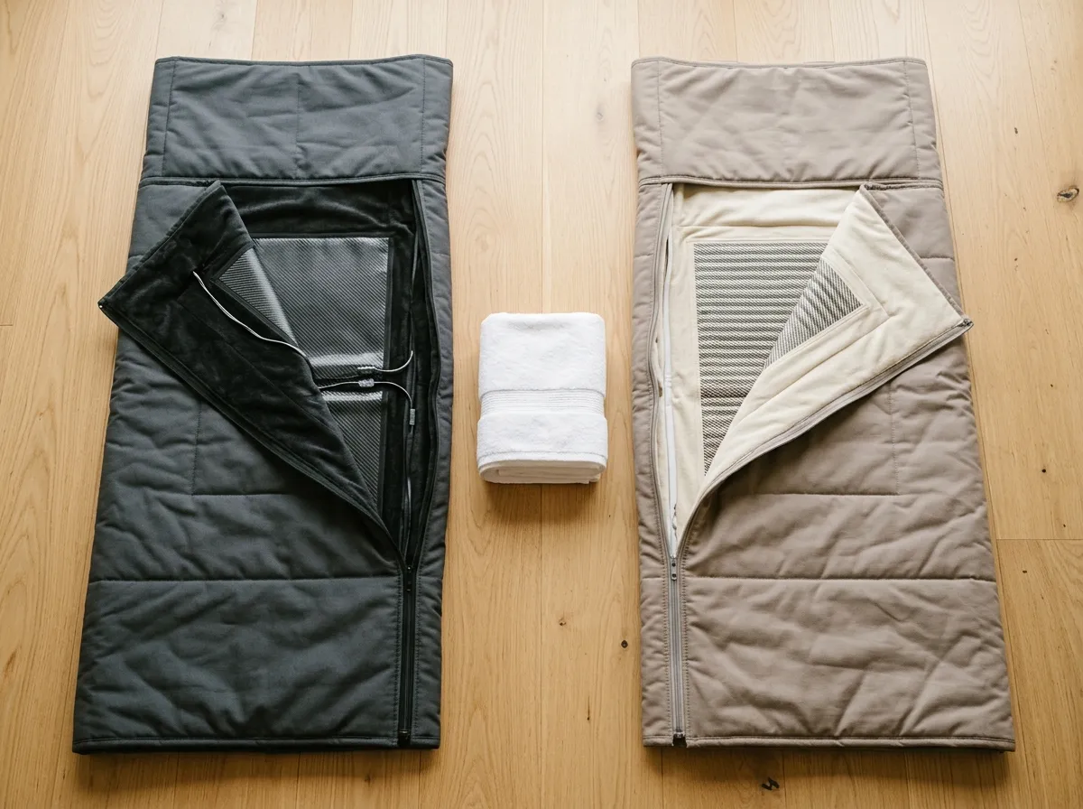 HigherDOSE and MiHIGH sauna blankets side by side