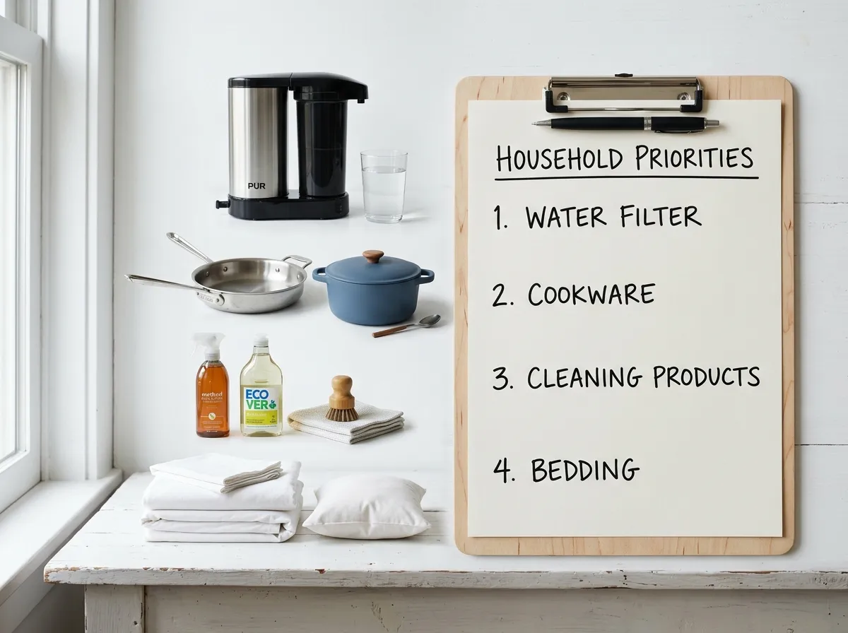 Five essential non-toxic product swaps laid out in priority order