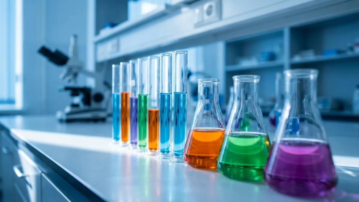 Industrial chemical storage facility with rows of barrels and containers