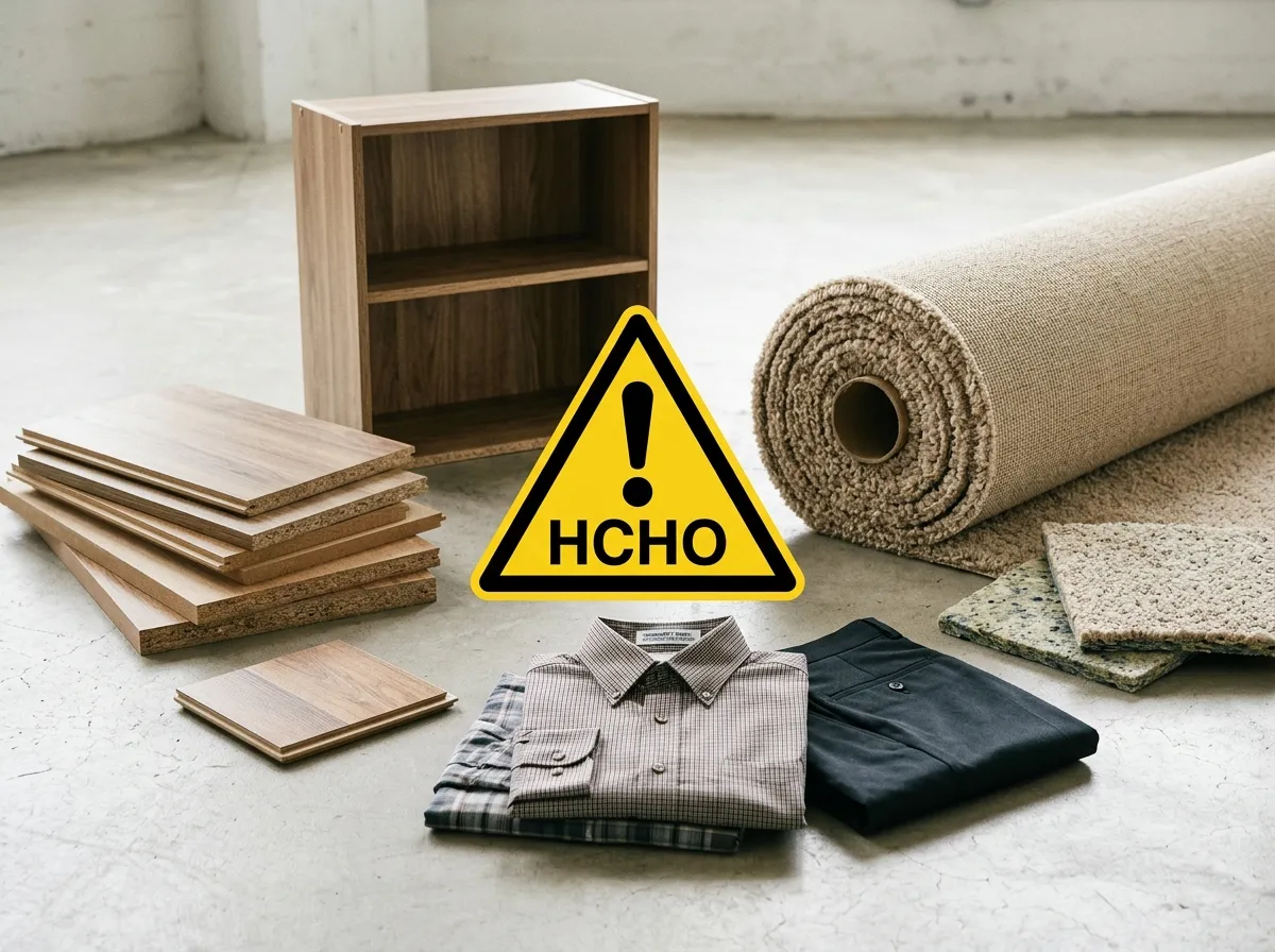 Common household items that contain formaldehyde including furniture and building materials